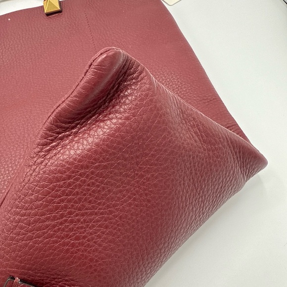 NWT VALENTINO  Burgundy Grained-Leather Tote Bag/ Crossbody - Picture 11 of 16